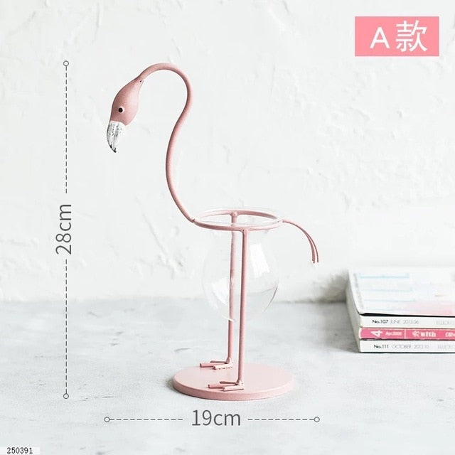 Pink Flamingo Shape Glass Vase