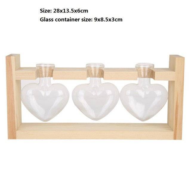 Wood Frame Glass Vase