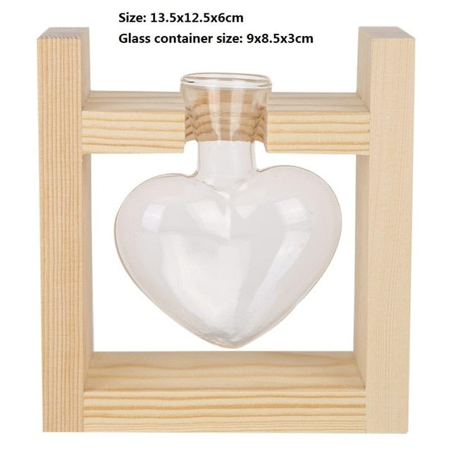 Wood Frame Glass Vase