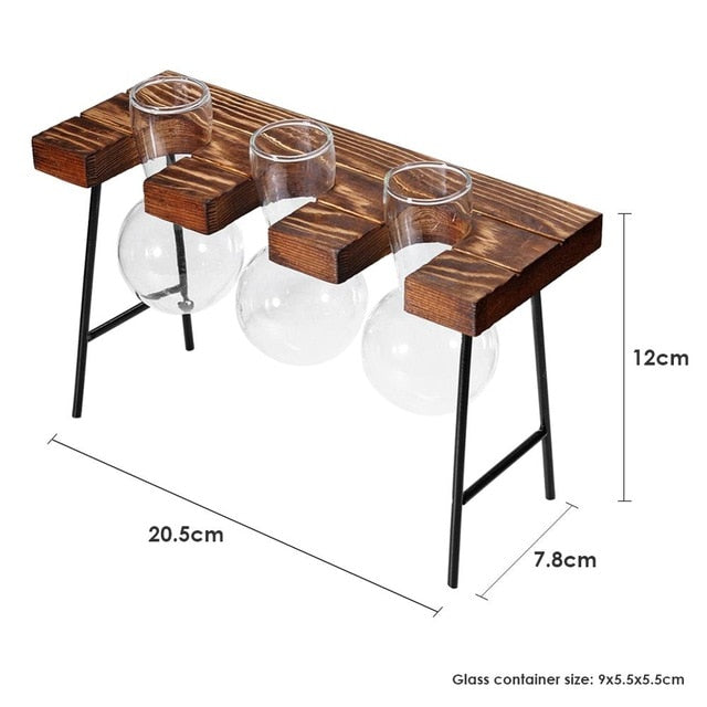 Wood Frame Glass Vase