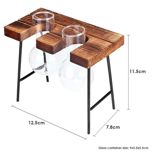 Wood Frame Glass Vase