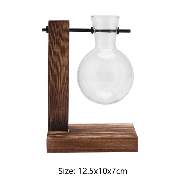Wood Frame Glass Vase